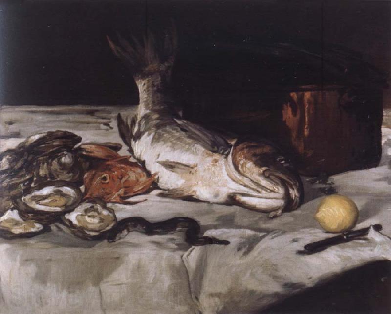 Edouard Manet Style life with carp and oysters Spain oil painting art